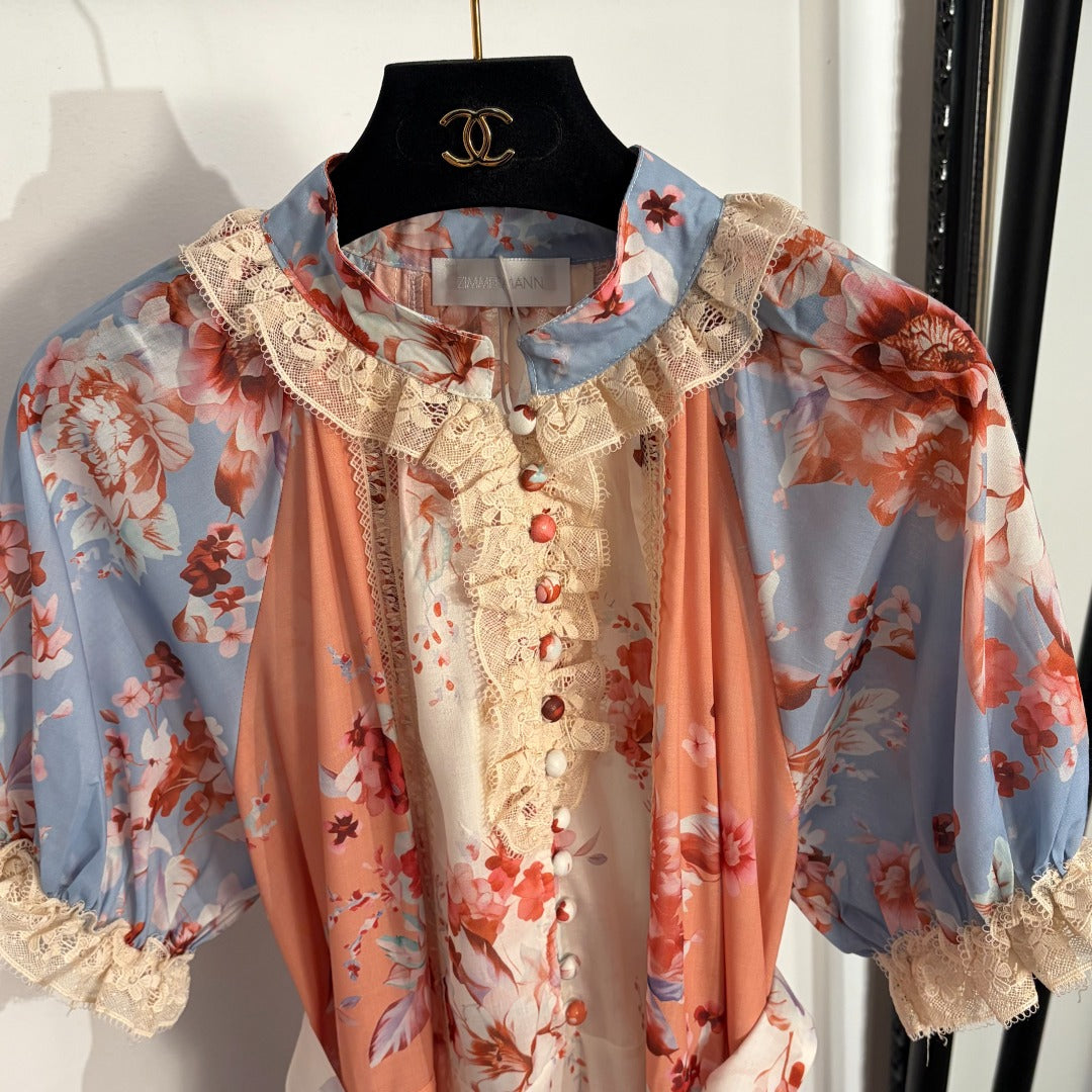 ZIMMERMANN 26S LACE COLLAR SHORT-SLEEVE DRESS STYLE 84