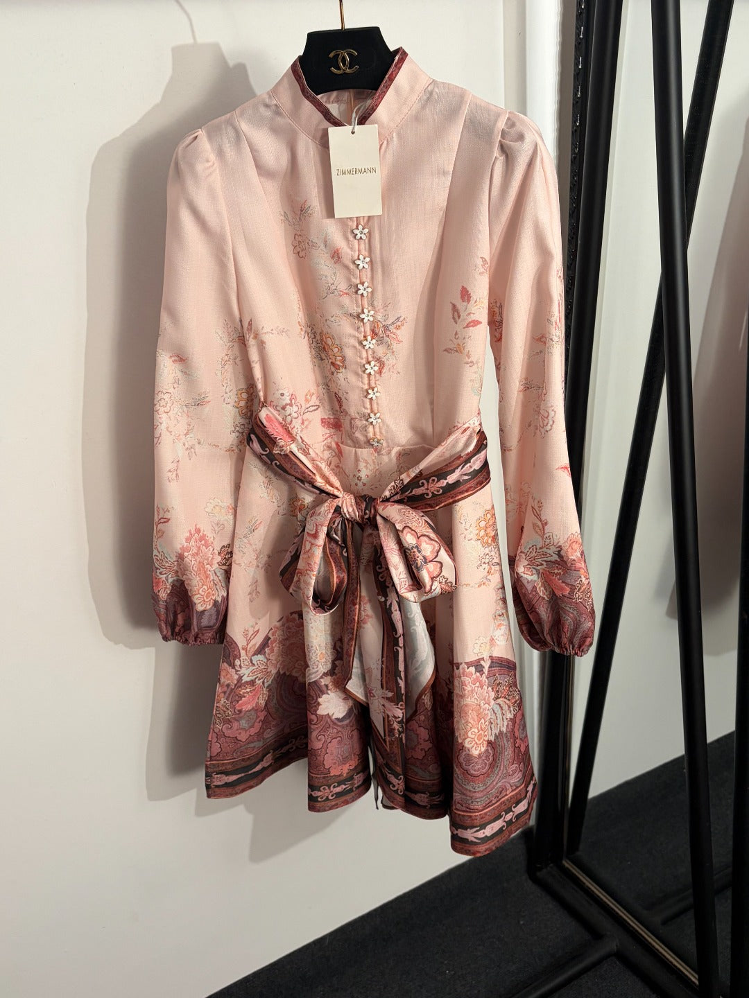 ZIMMERMANN 26S STAND COLLAR WAIST-CINCHED DRESS STYLE 53