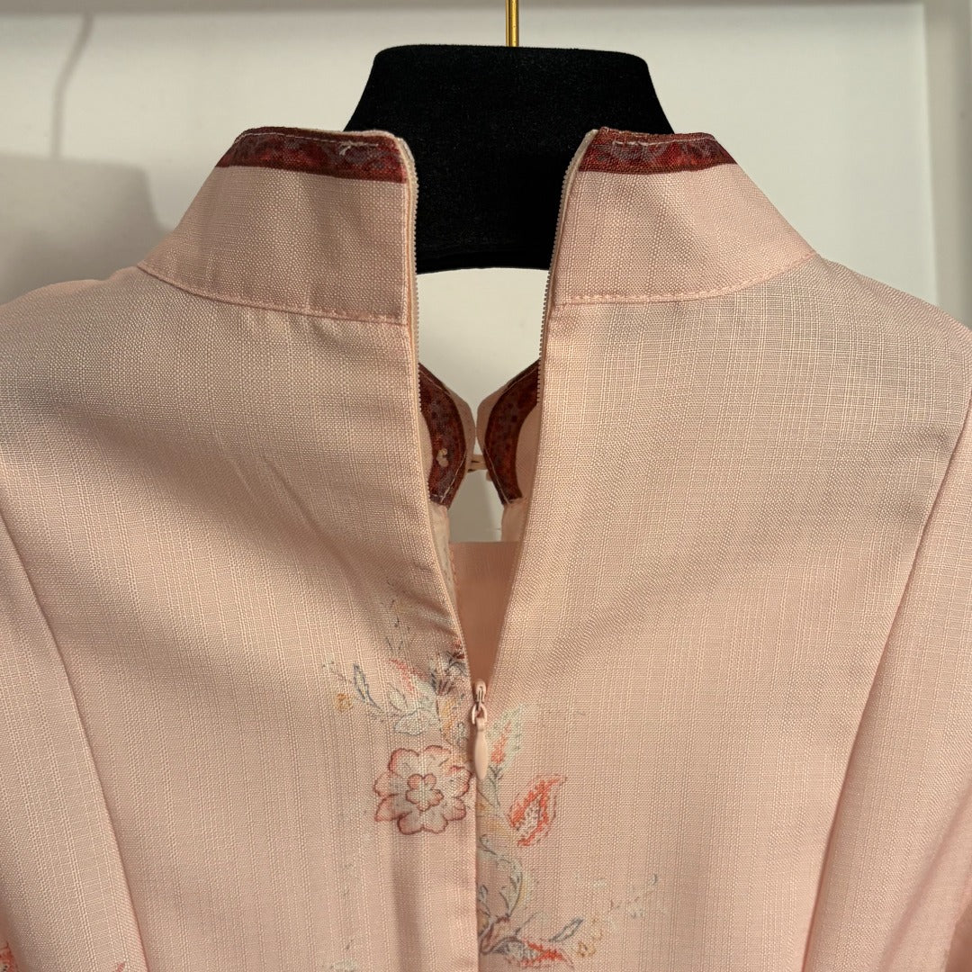 ZIMMERMANN 26S STAND COLLAR WAIST-CINCHED DRESS STYLE 53
