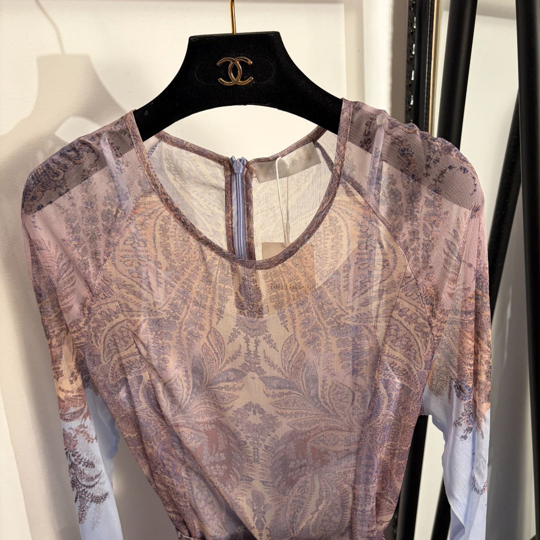ZIMMERMANN 26S LONG-SLEEVE WAIST-CINCHED DRESS STYLE 52
