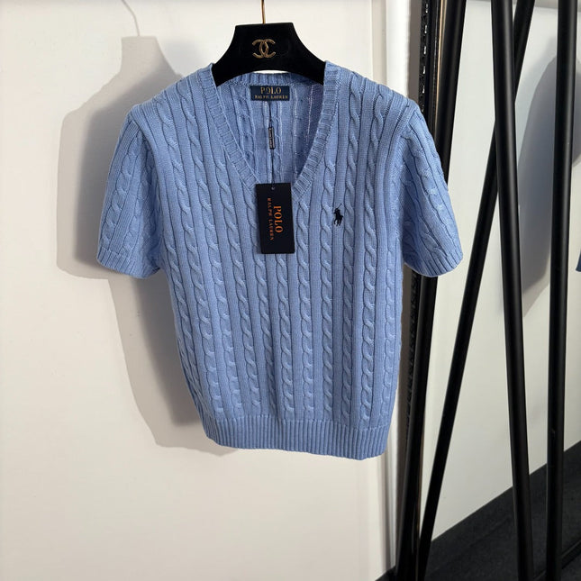 RALPH LAUREN 26S SHORT SLEEVE V-NECK KNIT TOP 325