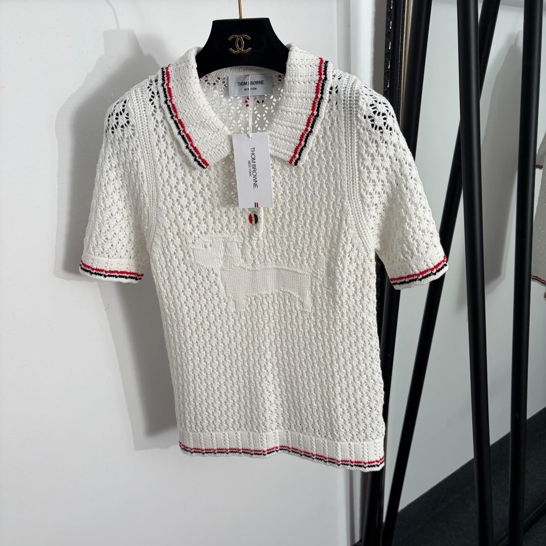 THOM 26S SHORT SLEEVE POLO KNIT TOP STYLE 259
