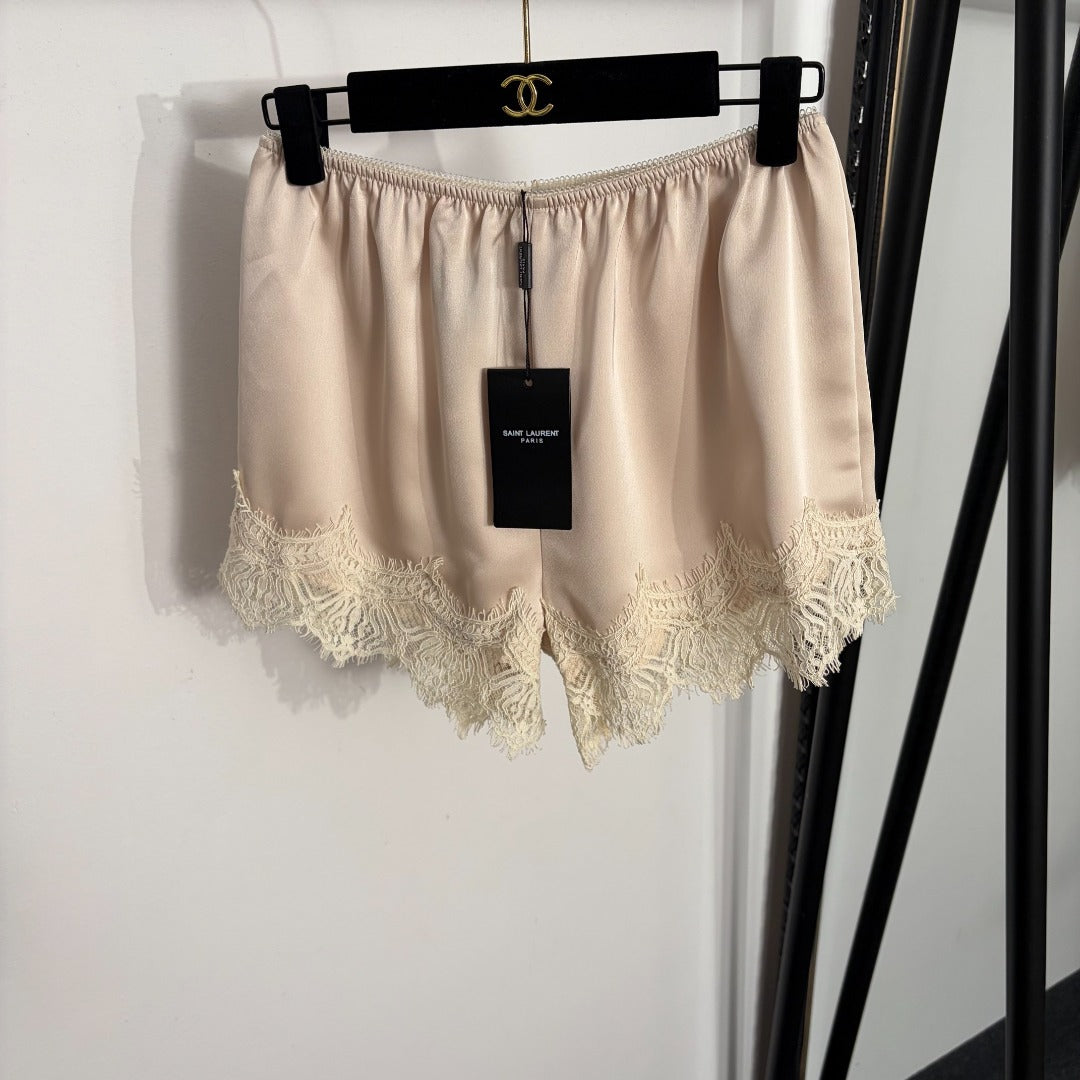 YSL 26S LACE TRIMMED PAJAMA SHORTS PANTS 374