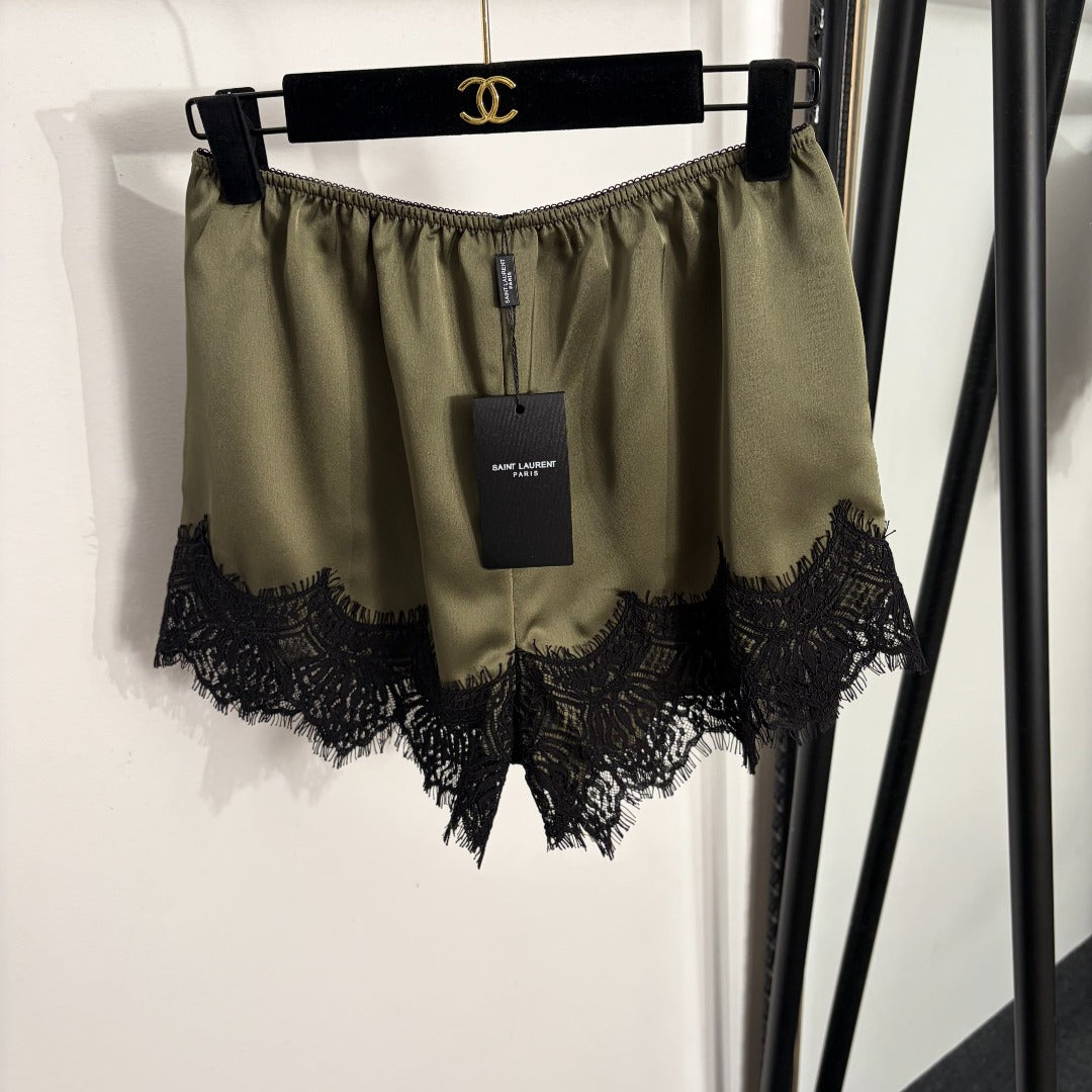 YSL 26S LACE TRIMMED PAJAMA SHORTS PANTS 375