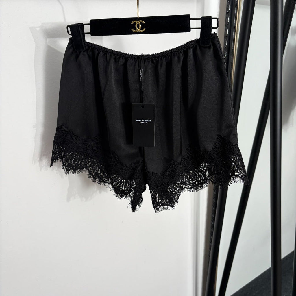 YSL 26S LACE TRIMMED PAJAMA SHORTS PANTS 376