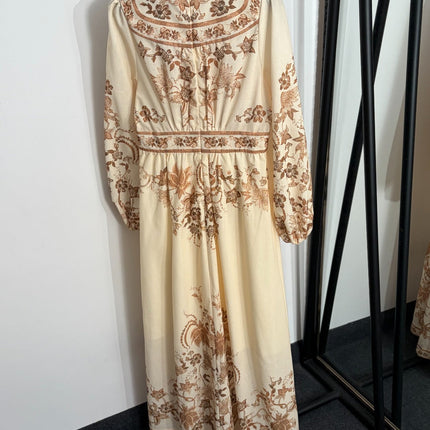 ZIMMERMANN 26S LONG-SLEEVE FLORAL MIDI DRESS 243