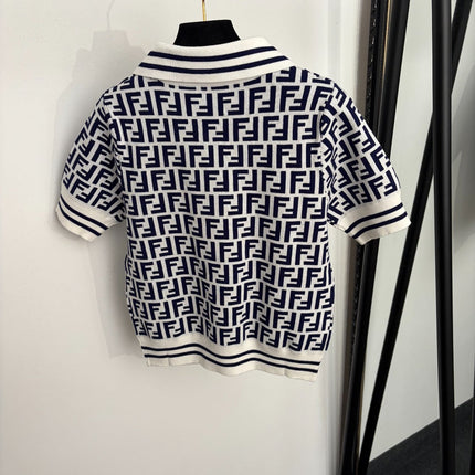 FENDI 26S SHORT-SLEEVE KNIT POLO TOP 309