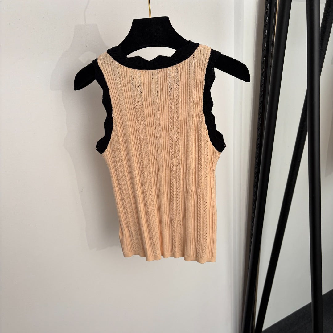 CHANEL 26S BOW-NECK KNITTED VEST 1373