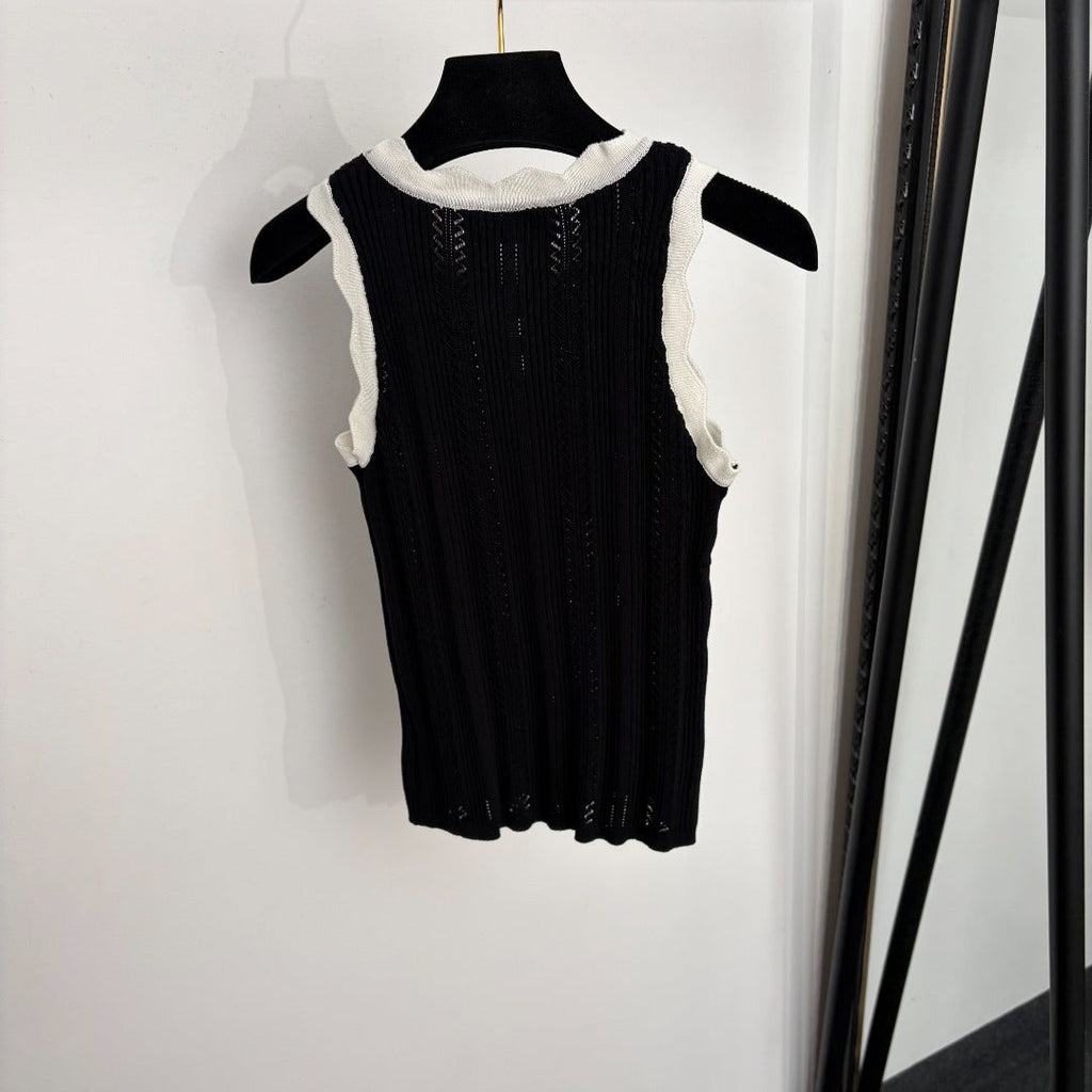 CHANEL 26S BOW-NECK KNITTED VEST 1374
