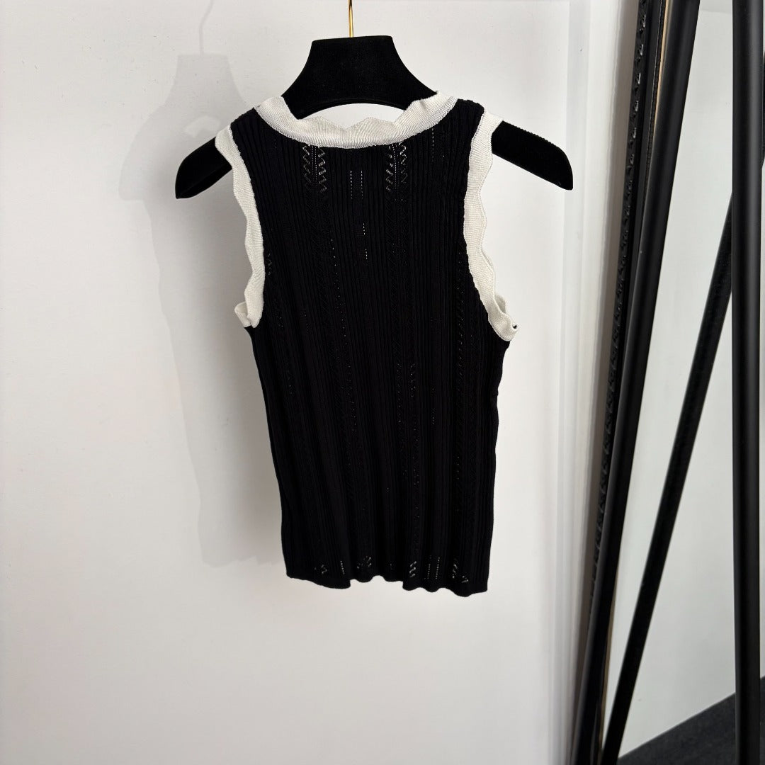 CHANEL 26S BOW-NECK KNITTED VEST 1374