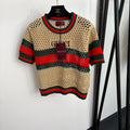 GUCCI 26S SHORT-SLEEVE OPEN-KNIT SWEATER 386