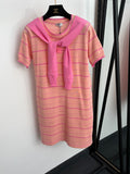 CHANEL 26S STRIPED KNIT SHORT-SLEEVE DRESS 1371