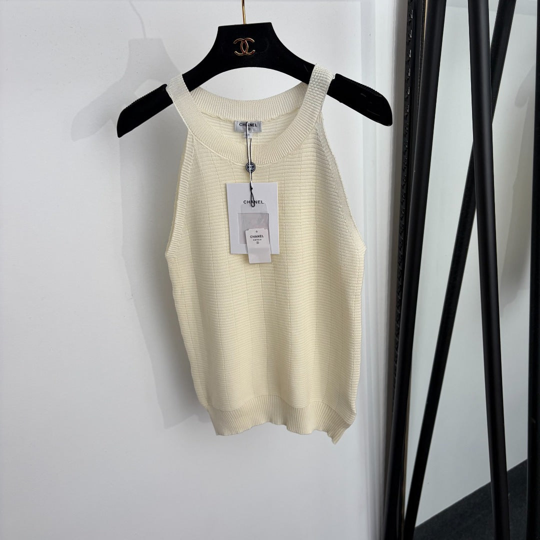 CHANEL 26S KNITTED HALTER VEST TOP 1359