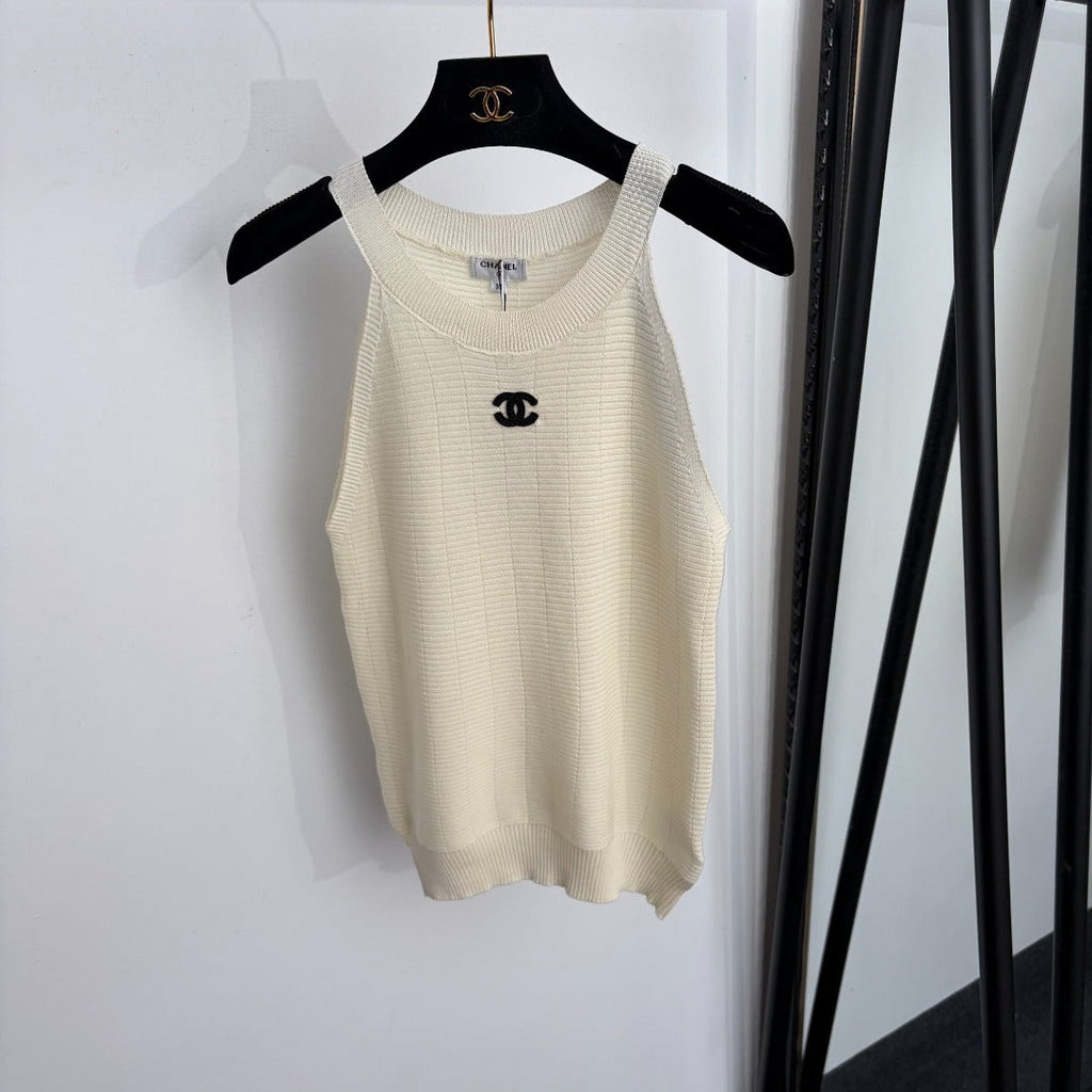 CHANEL 26S KNITTED HALTER VEST TOP 1359