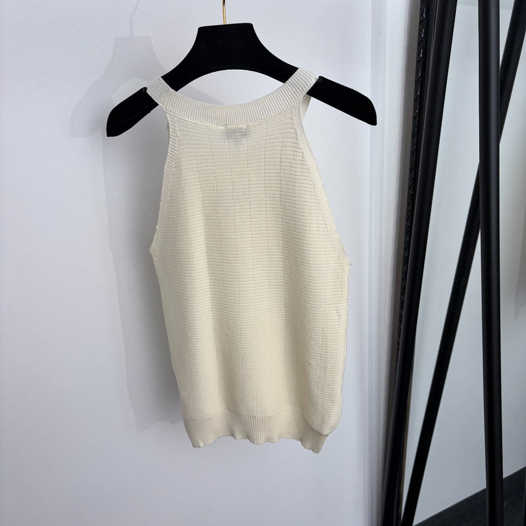 CHANEL 26S KNITTED HALTER VEST TOP 1359