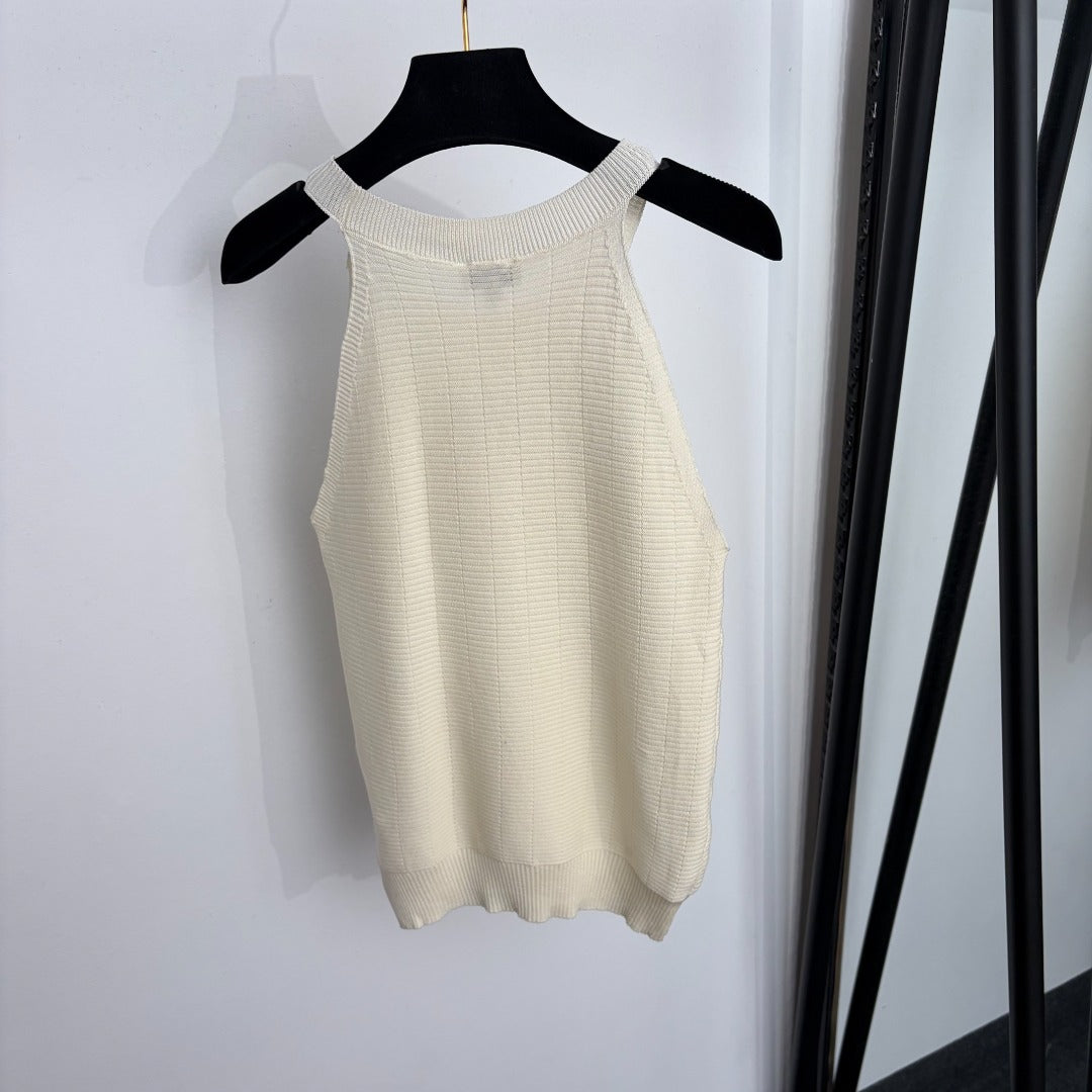 CHANEL 26S KNITTED HALTER VEST TOP 1359