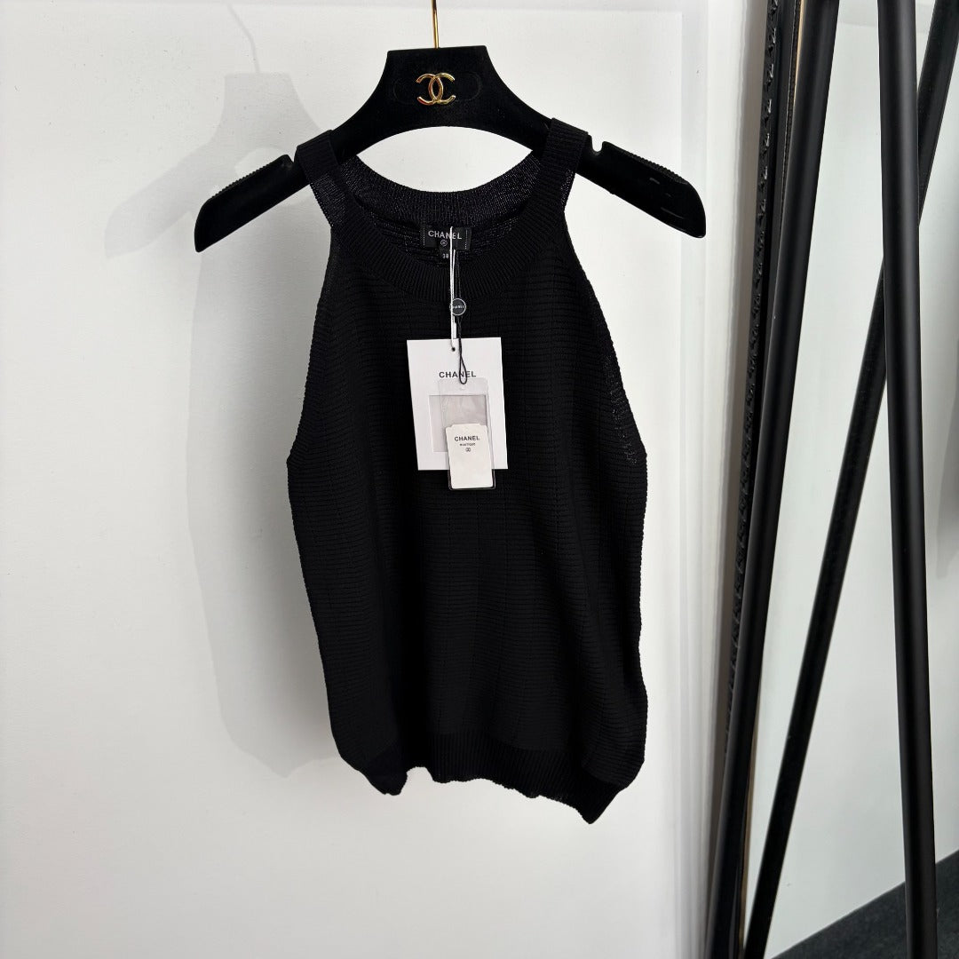 CHANEL 26S KNITTED HALTER VEST TOP 1360