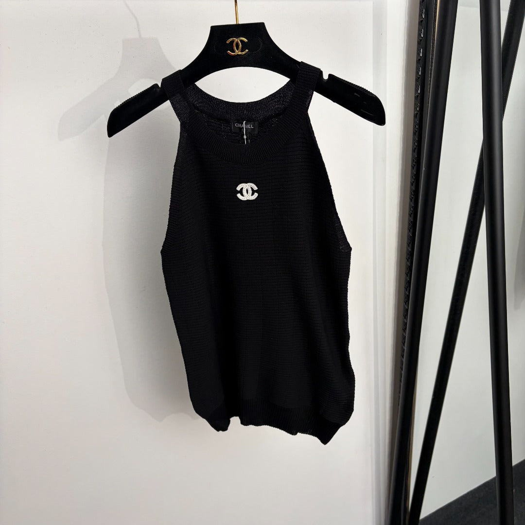 CHANEL 26S KNITTED HALTER VEST TOP 1360