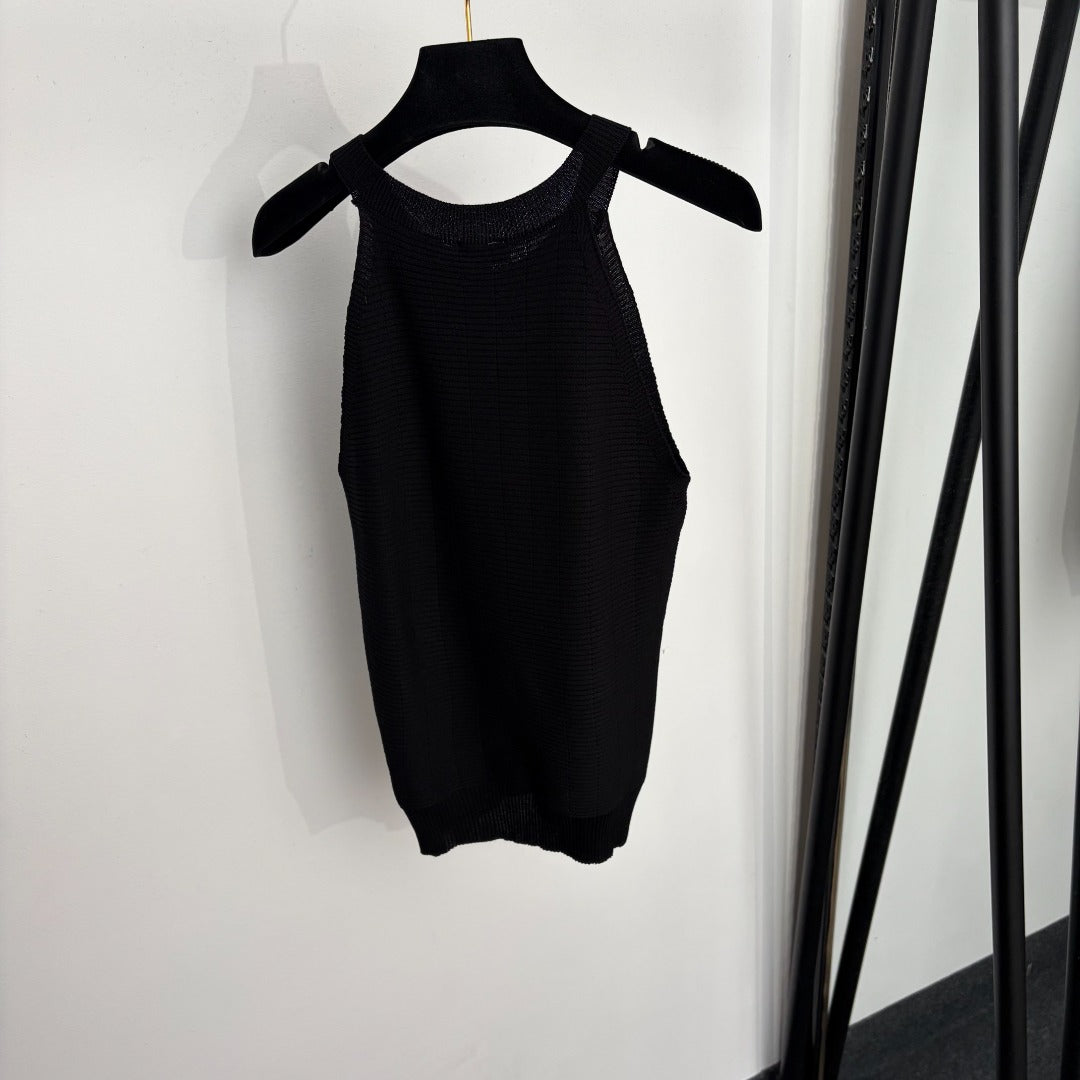 CHANEL 26S KNITTED HALTER VEST TOP 1360
