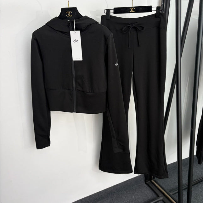 ALO 26S ZIP-UP HOODIE AND FLARED TRACK PANTS SET 299