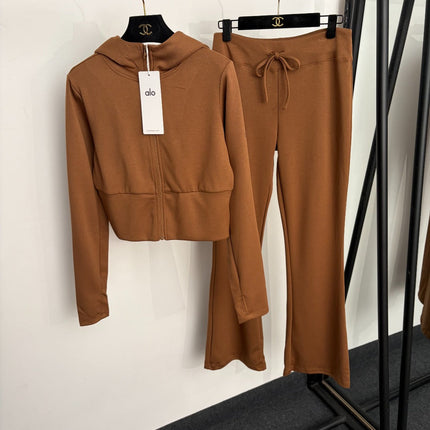 ALO 26S ZIP-UP HOODIE AND FLARED TRACK PANTS SET 300