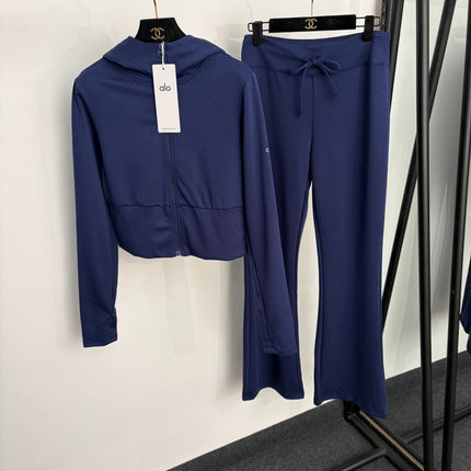 ALO 26S ZIP-UP HOODIE AND FLARED TRACK PANTS SET 301
