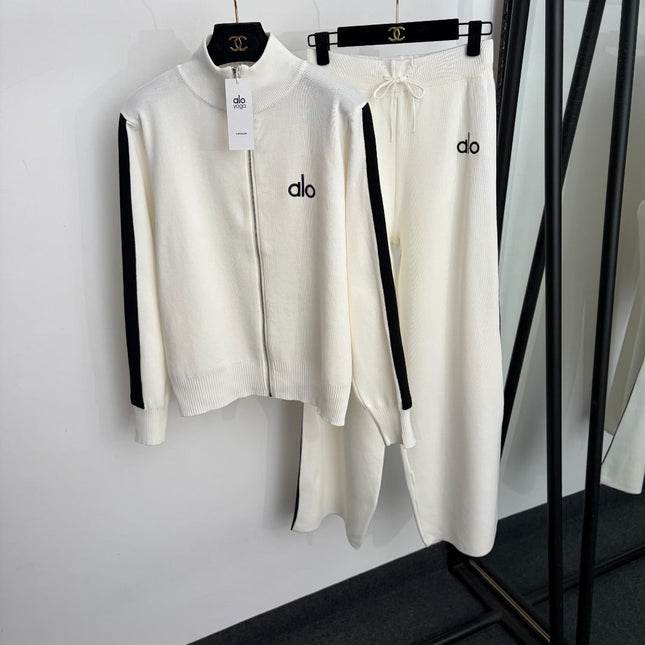 ALO 26S KNIT ZIP-UP JACKET & WIDE-LEG PANTS SET 192