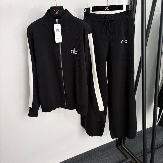 ALO 26S KNIT ZIP-UP JACKET & WIDE-LEG PANTS SET 191