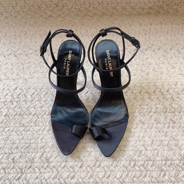 HIGH FLIP FLOPS SANDAL WITH STRAP IN BLACK SILK
