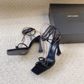 LIZA SANDALS IN BLACK SILK WITH CRYSTALS