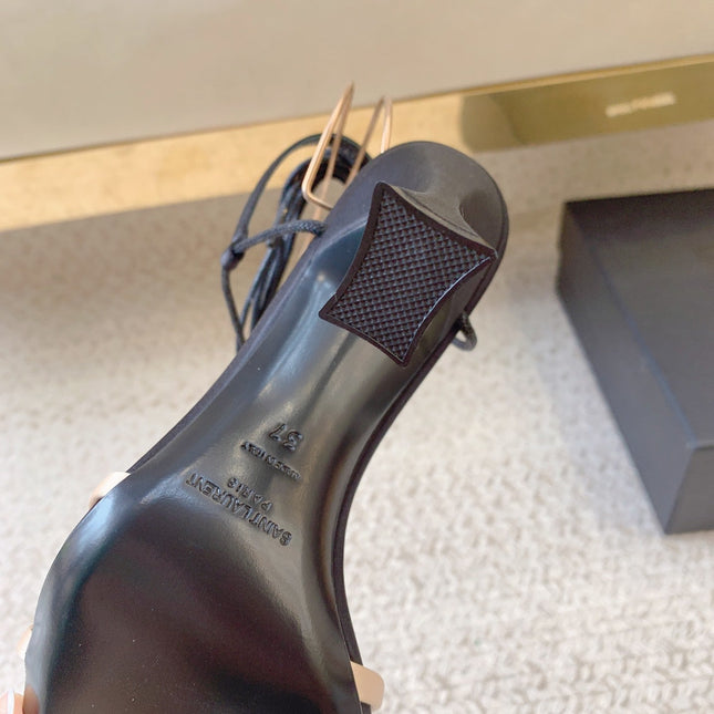 LIZA SANDALS IN BLACK AND NUDE SILK