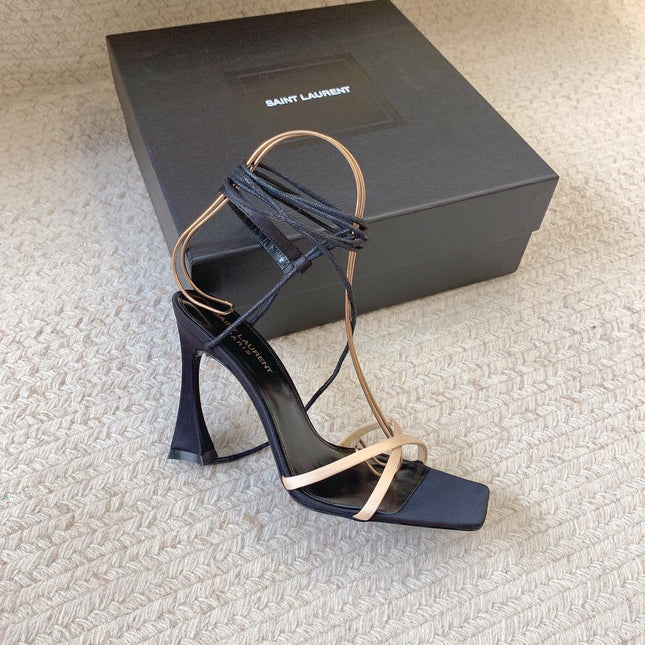 LIZA SANDALS IN BLACK AND NUDE SILK
