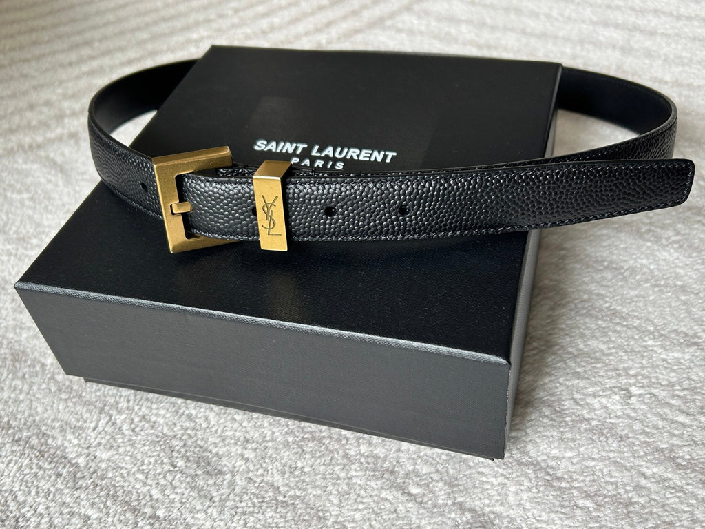 YSL 25S BELT 20 MM IN BLACK GRAINED CALFSKIN 543671
