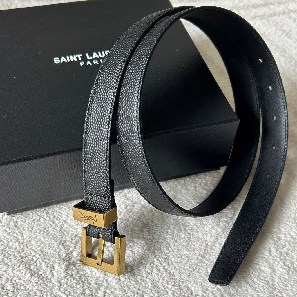 YSL 25S BELT 20 MM IN BLACK GRAINED CALFSKIN 543671