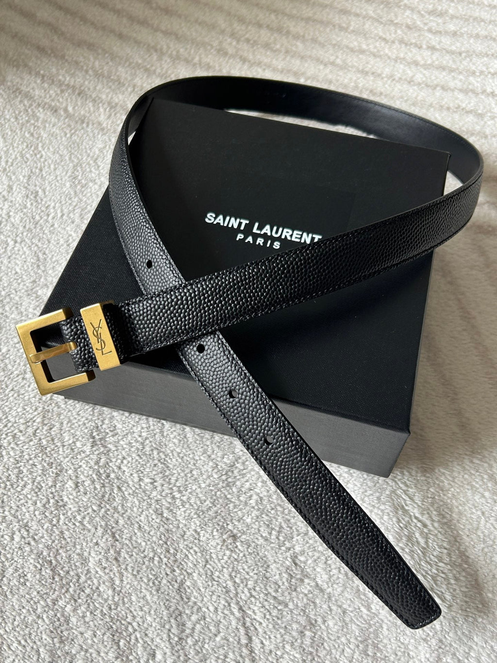 YSL 25S BELT 20 MM IN BLACK GRAINED CALFSKIN 543671
