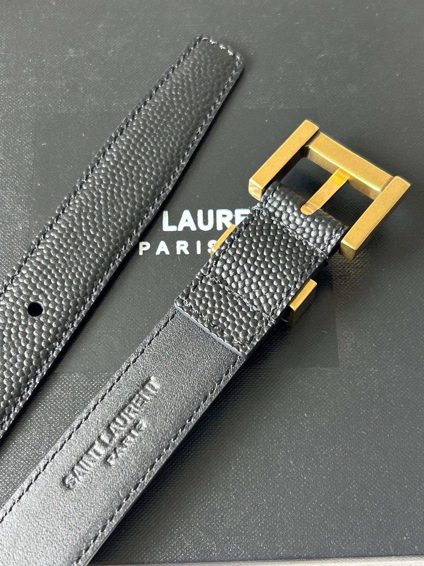 YSL 25S BELT 20 MM IN BLACK GRAINED CALFSKIN 543671