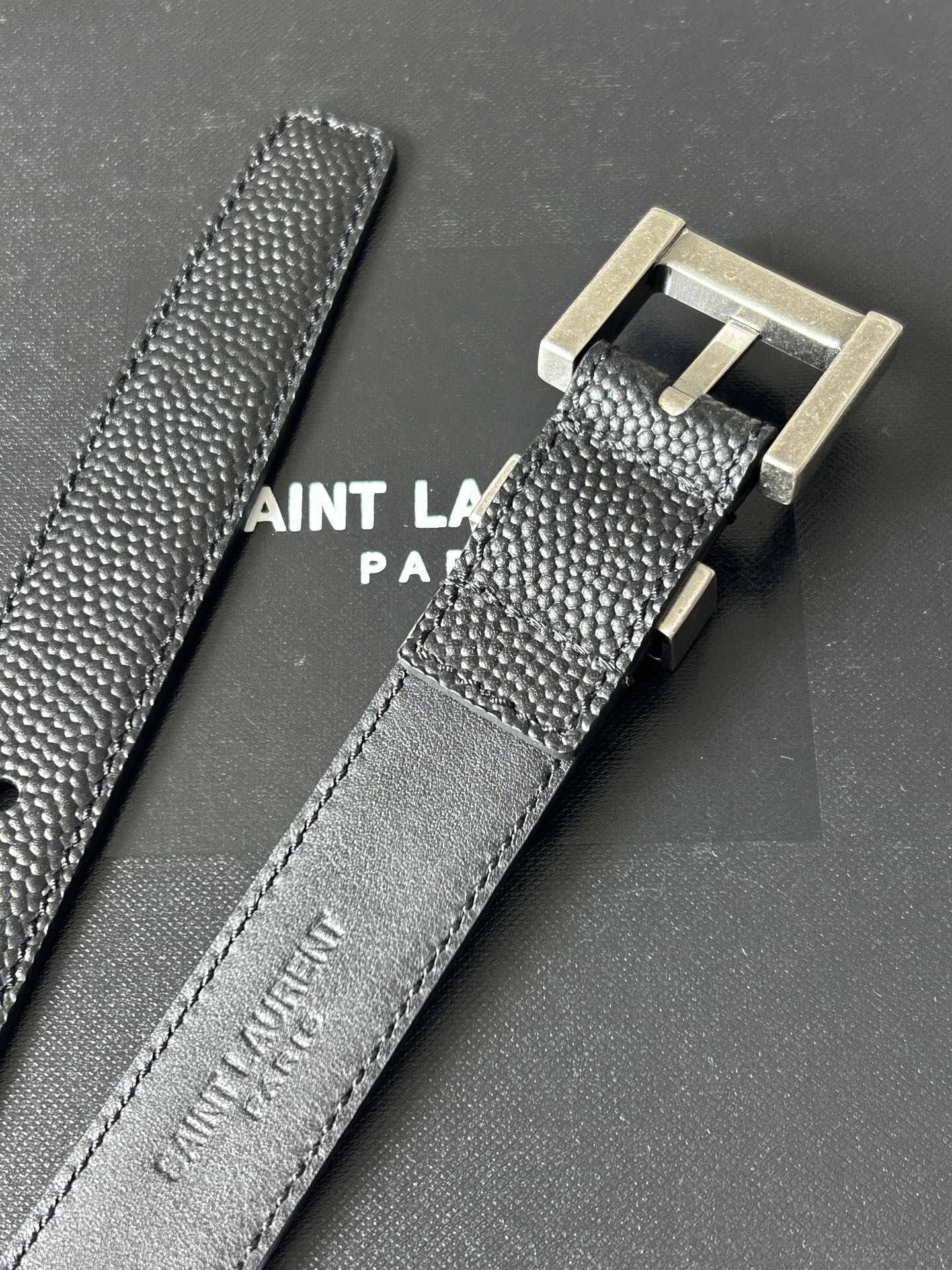 YSL 25S BELT 20 MM IN BLACK GRAINED CALFSKIN 543672