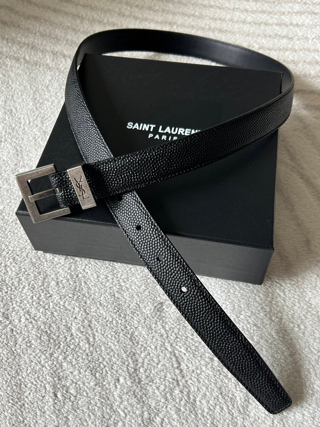 YSL 25S BELT 20 MM IN BLACK GRAINED CALFSKIN 543672