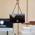 25S CHANEL MINI CF BAG 12 IN DARK BROWN LAMBSKIN HEART MODEL