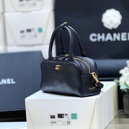 CHANEL 26S MINI BOWLING BAG 13 IN BLACK CALFSKIN