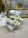 DIOR 26S DWAY SLIDE FLOWER EDITION IN GREEN FABRIC