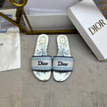 DIOR 26S DWAY SLIDE FLOWER EDITION IN WHITE AND SKY BLUE FABRIC