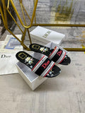 DIOR 26S DWAY SLIDE FLOWER EDITION IN BLACK FABRIC