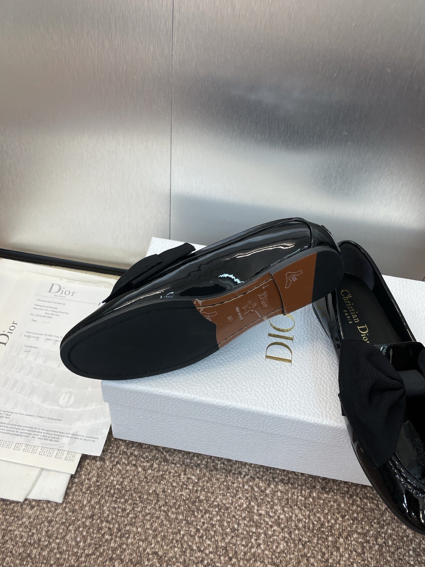 DIOR 25S LOAFER IN BLACK PATENT CALFSKIN AND GROSGRAIN