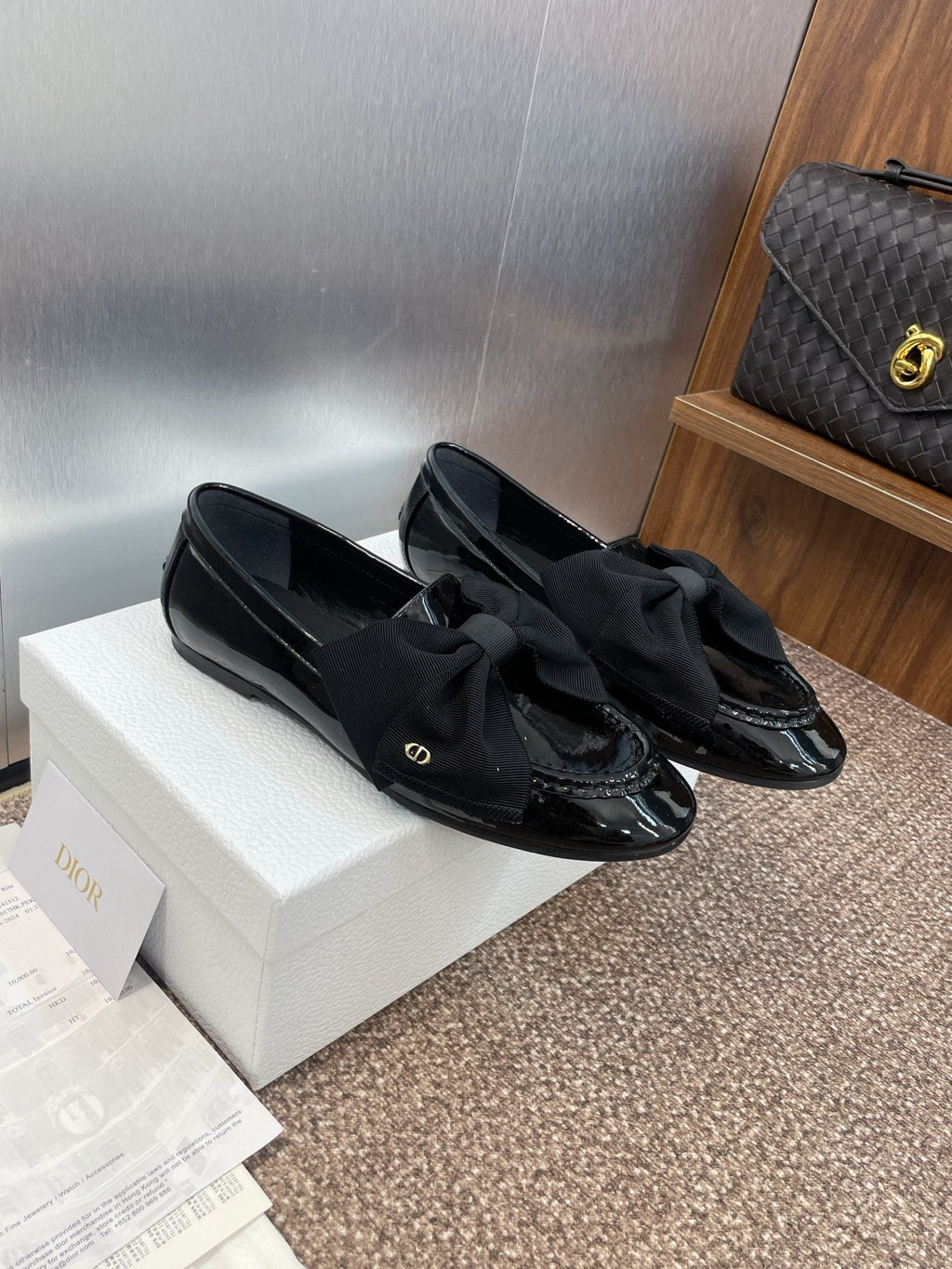 DIOR 25S LOAFER IN BLACK PATENT CALFSKIN AND GROSGRAIN