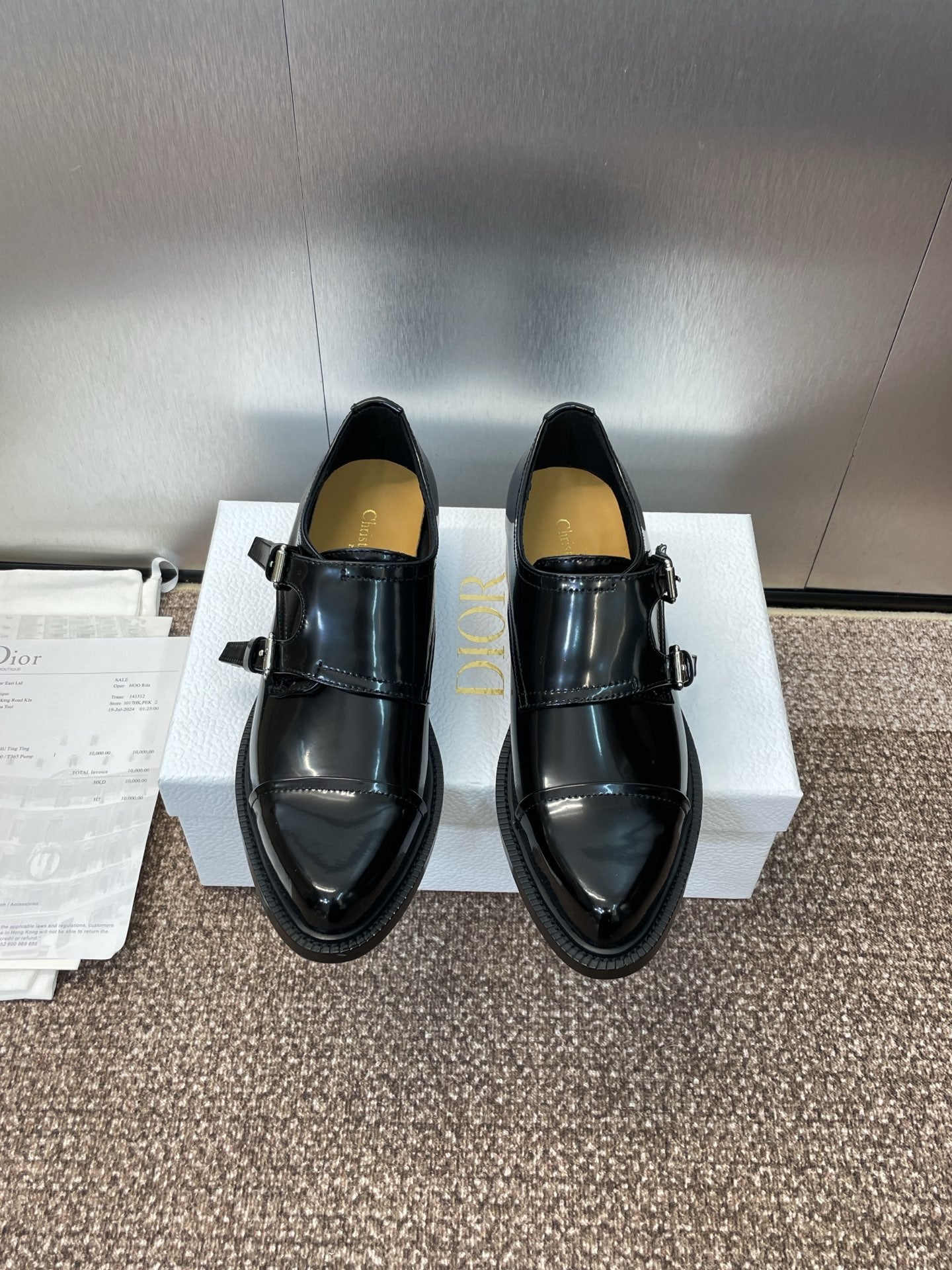 DIOR 25S D-IVIERA SERIES LOW-CUT DEEP VAMP LOAFERS 35MM IN BLACK GLOSSY CALFSKIN