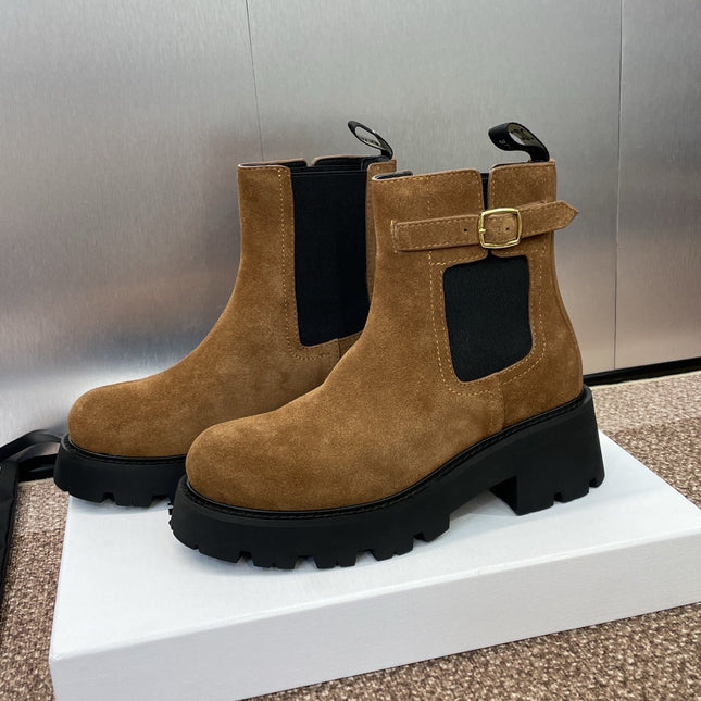 CELINE 26S ANKLE BOOTS 45 MM IN BROWN SUEDE
