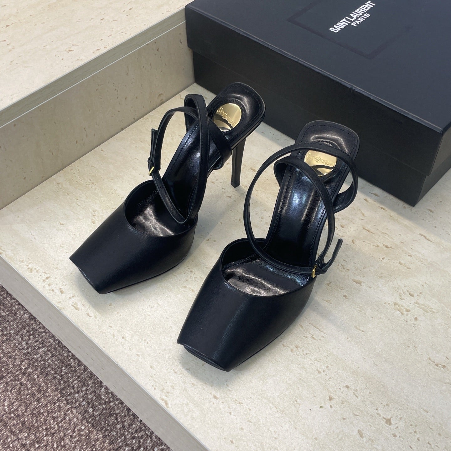 YSL 26S HEELED SANDALS 95 MM IN BLACK CALFSKIN STYLE 1
