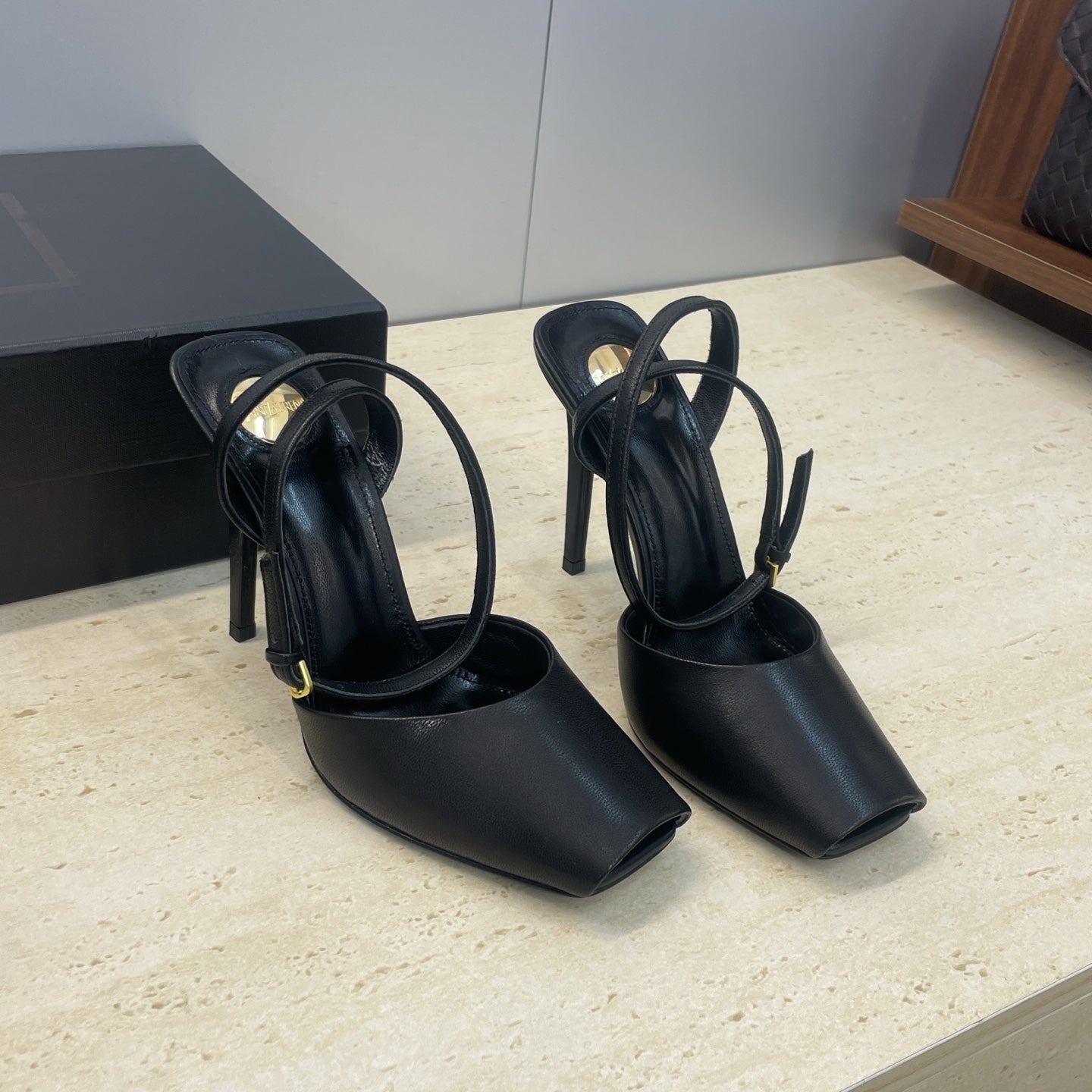 YSL 26S HEELED SANDALS 95 MM IN BLACK CALFSKIN STYLE 1
