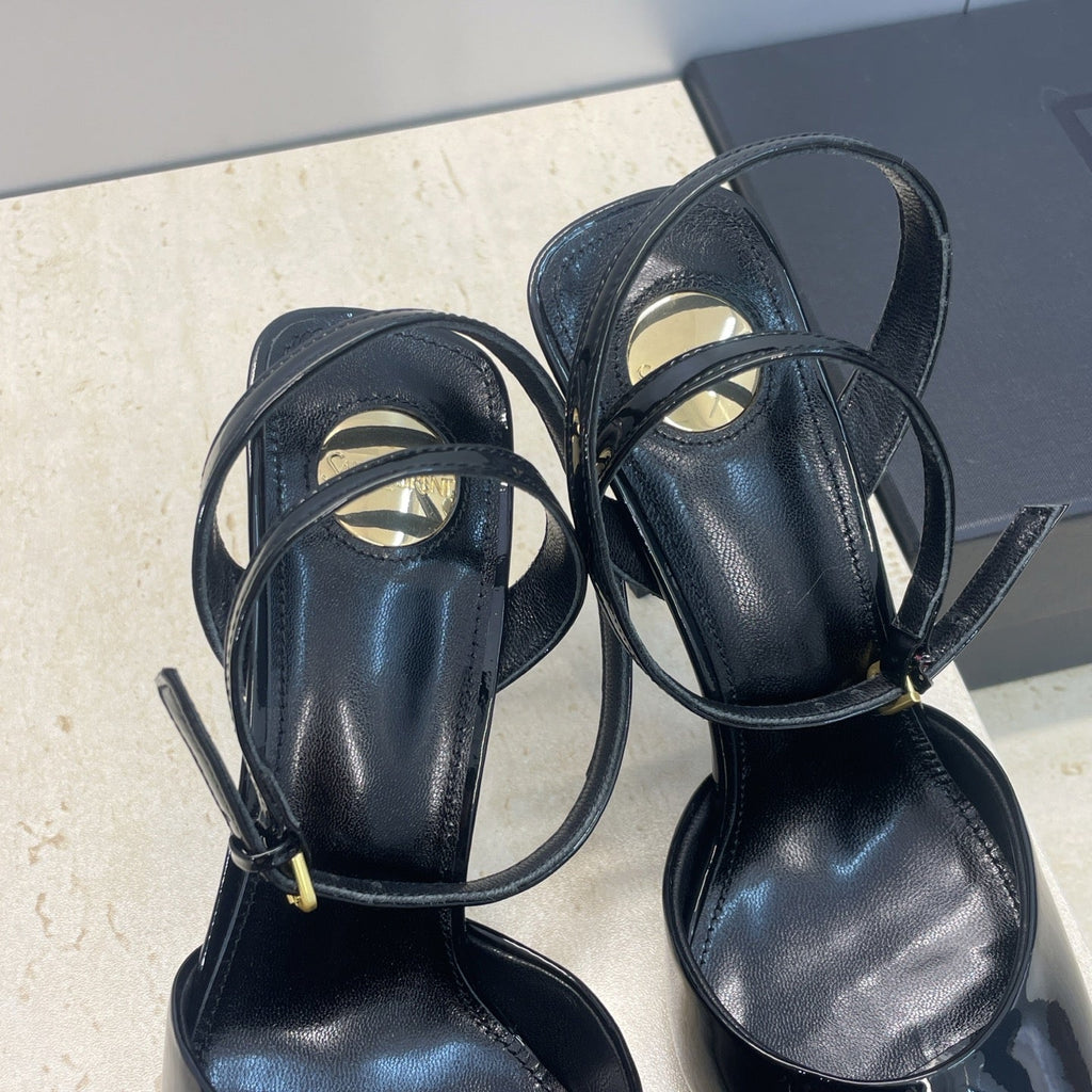 YSL 26S HEELED SANDALS 95 MM IN BLACK CALFSKIN